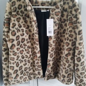 NWT-New Directions Animal Print Faux Fur Jacket